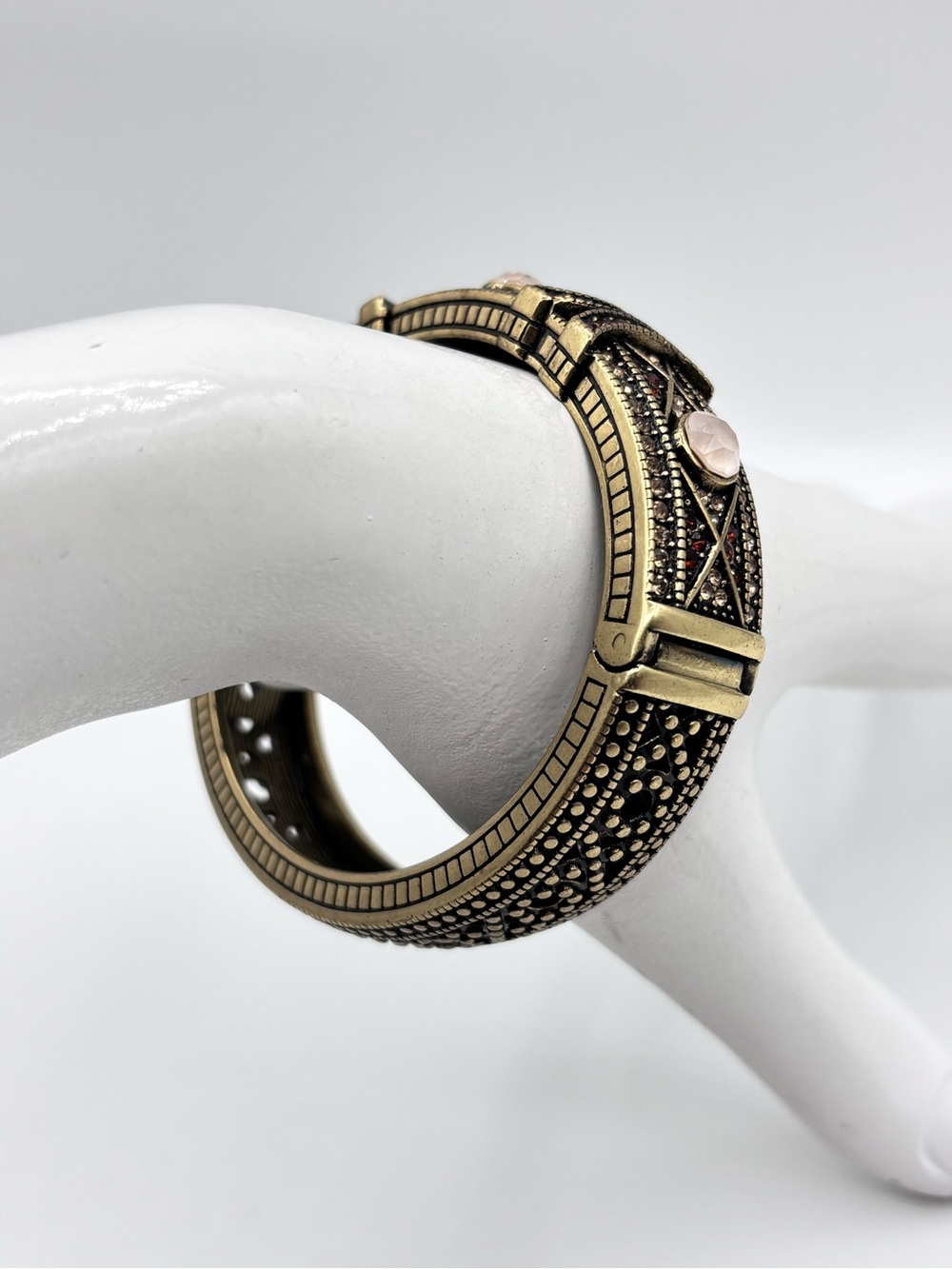 Heidi Daus Conscious Coupling Cuff Single Hinge Bangle in Champagne - Picture 5 of 11